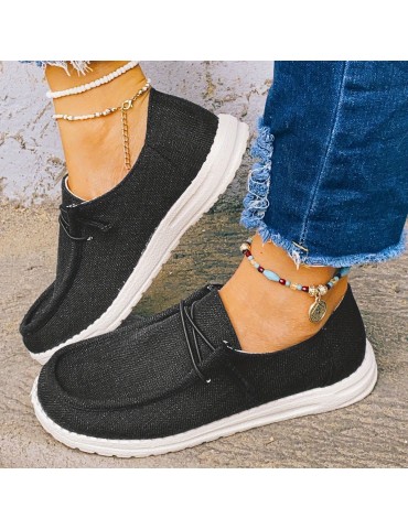 Women's Casual Canvas Shoes, Lightweight Lace Up Outdoor Shoes, Women's Comfortable Low Top Shoes