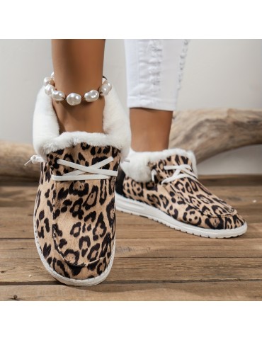 Women's Fluffy Fleece Lined Canvas Shoes, Thermal Slip On Low Top Shoes, Winter Warm Flat Shoes