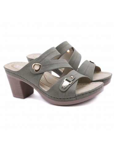 Women's Hollow Out Chunky Heeled Mules, Metal Buckle Seam Strap Open Toe Slip On Sandals, Women's Footwear