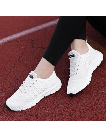 Women's Breathable Knit Sneakers, Casual Lace Up Outdoor Shoes, Lightweight Low Top Walking Shoes