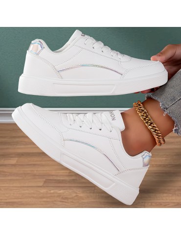 Women's Simple Skate Shoes, Casual Lace Up Outdoor Shoes, Women's Lightweight Low Top Sneakers