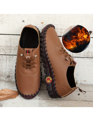 Women's Solid Color Casual Sneakers, Slip On Thermal Lined Flat Plush Shoes, Lightweight Low-top Daily Shoes