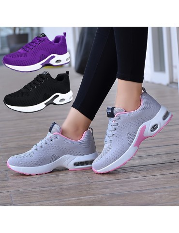 Women's Air Cushion Sports Shoes, Casual Low Top Running & Walking Trainers, Breathable Shock Absorbing Sneakers