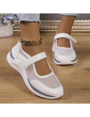 Women's Mesh Panel Platform Sneakers, Round Toe Low-top Versatile Shoes, Breathable Comfy Summer Shoes