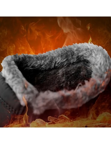 Women's Solid Color Flatform Boots, Slip On High-top Round Toe Non-slip Waterproof Velvet Warm Shoes, Plush Fluffy Shoes