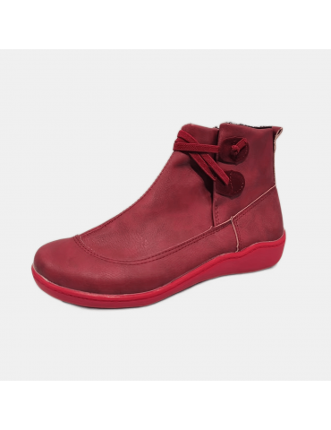 Women's Retro Ankle Boots, Solid Color Slip On Faux Leather Flat Boots, Women's Footwear