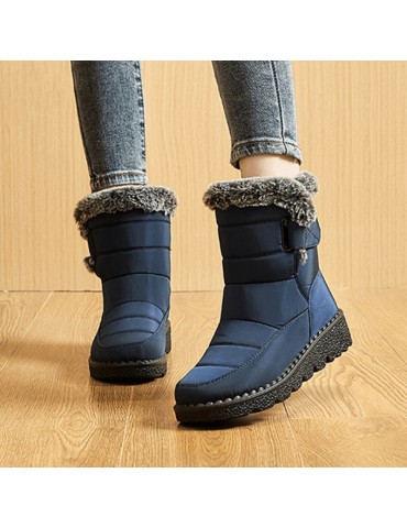 Women's Waterproof Snow Boots, Solid Color Plush Lined Short Boots, Winter Keep Warm Outdoor Boots