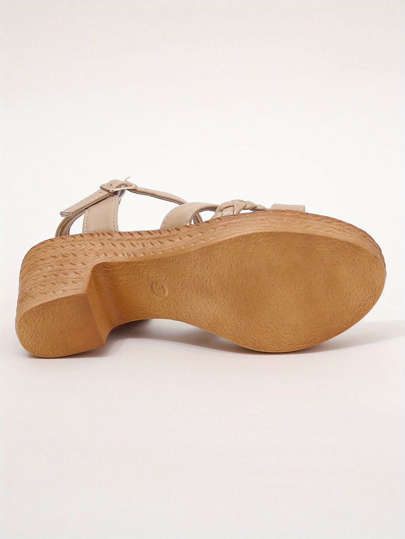 womens braided chunky heel sandals casual buckle strap summer shoes fashion dress pumps details 6