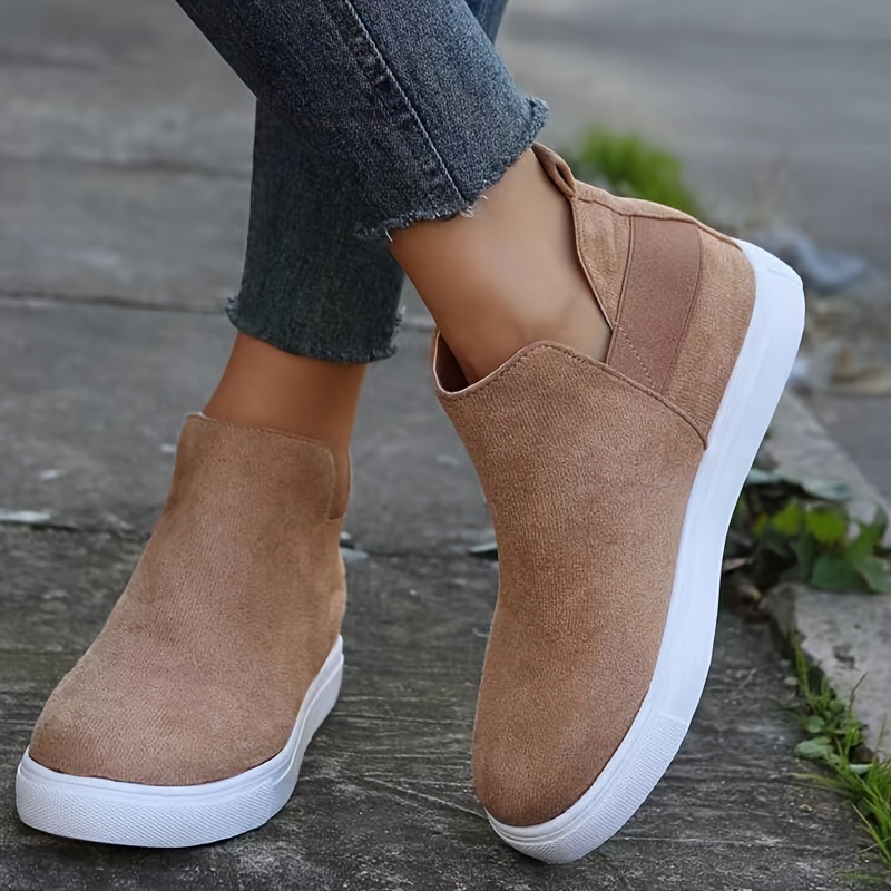womens solid color trendy sneakers slip on comfy flat elastic ankle strap daily sheos lightweight low top shoes details 0
