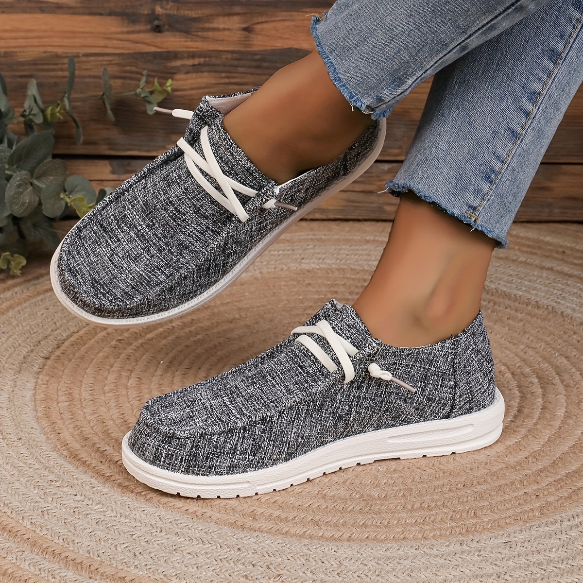 womens solid color canvas shoes casual lace up outdoor sneakers lightweight low top walking shoes details 1
