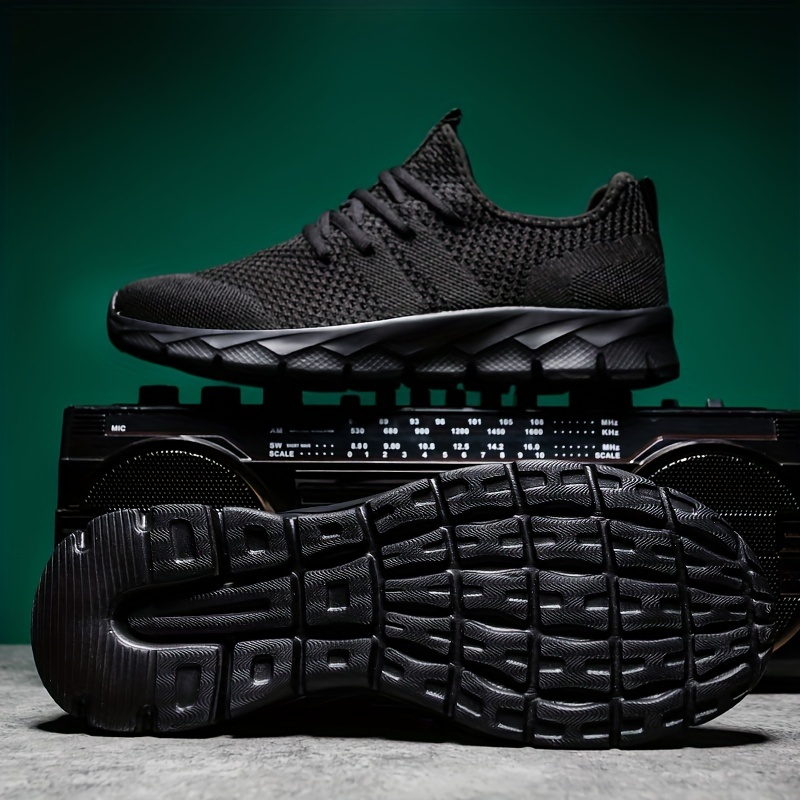 womens breathable flying woven sneakers casual solid color running shoes lightweight lace up athletic shoes details 8