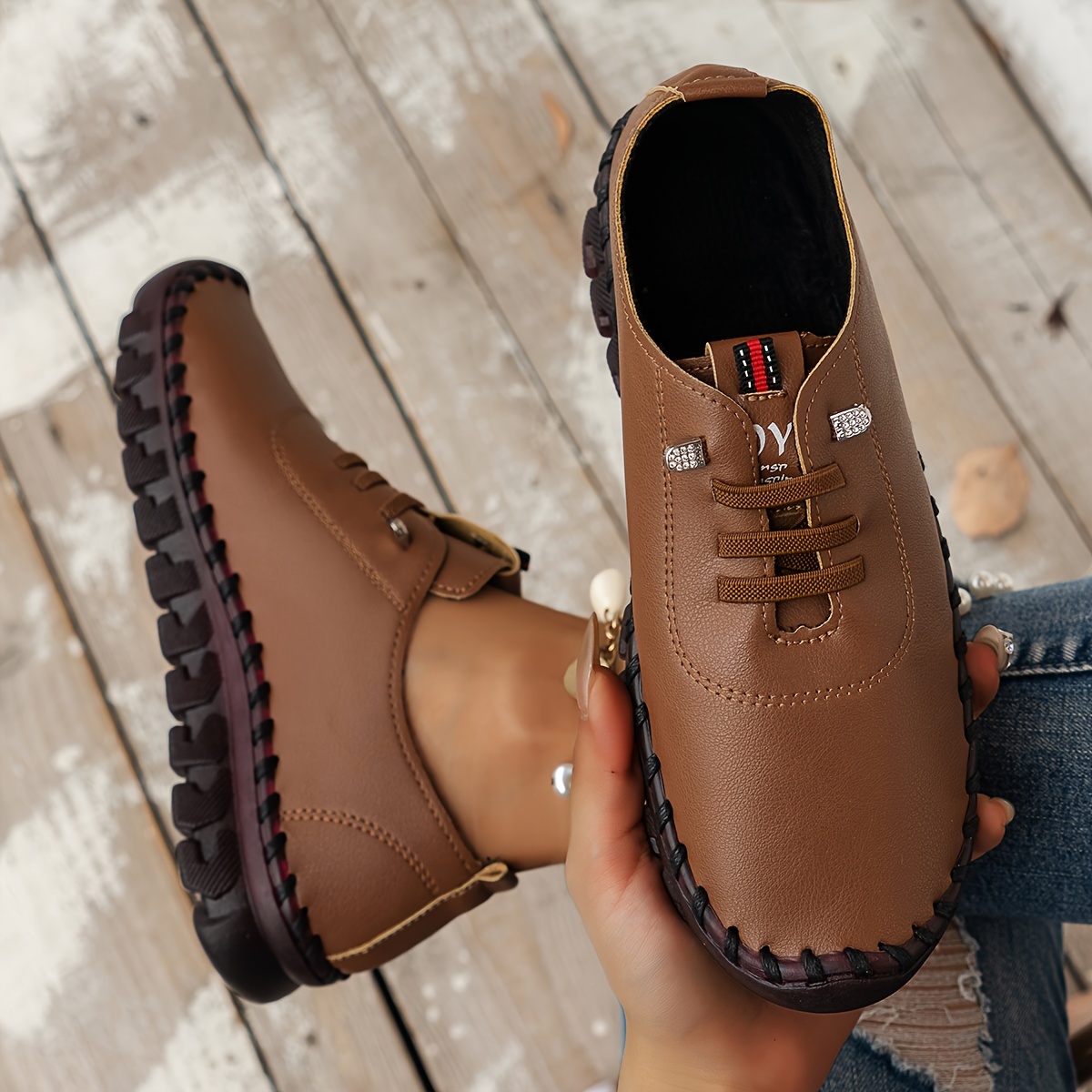 womens solid color casual sneakers slip on thermal lined flat plush shoes lightweight low top daily shoes details 5