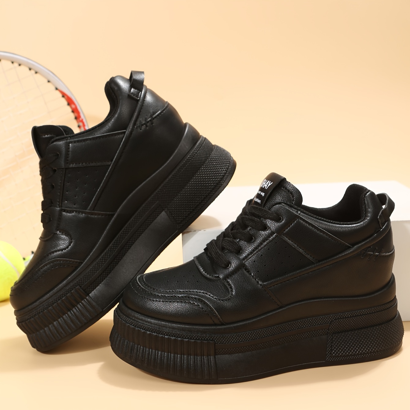 womens platform wedge sneakers versatile height increasing low top shoes trendy walking shoes details 2