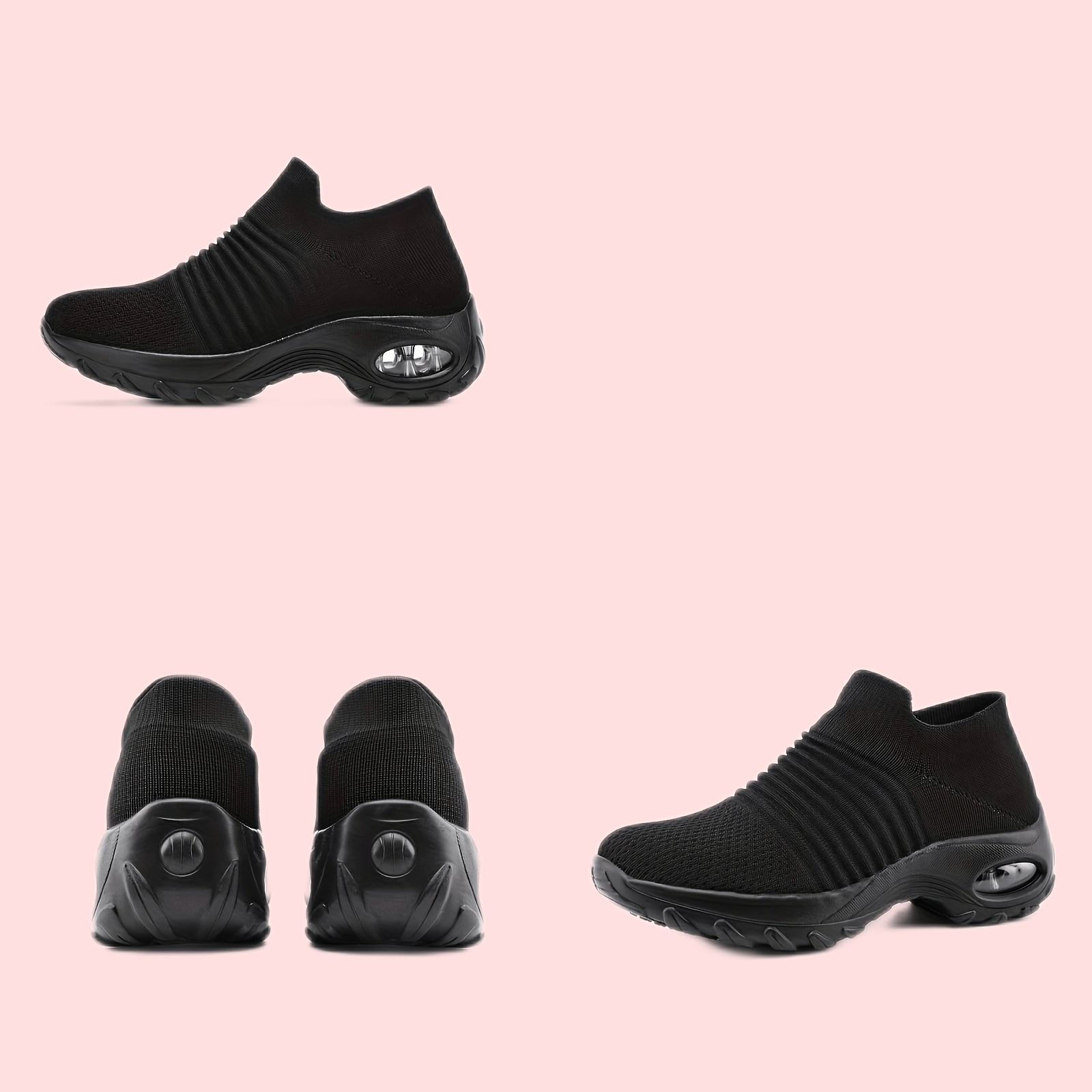 air cushion sock sneakers, womens air cushion sock sneakers casual knitted low top running sports shoes breathable walking trainers details 2