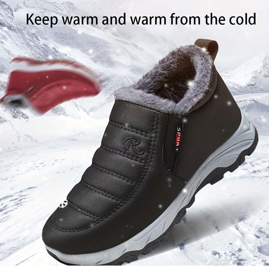 womens solid color fluffy boots slip on thermal lined platform soft sole boots winter plush warm comfy shoes details 4