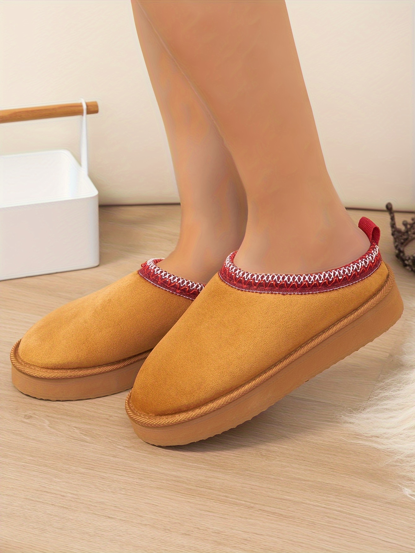 womens plush lined flatform boots thermal soft sole backless snow boots winter warm outdoor ankle boots details 1